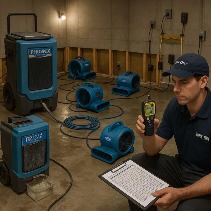 Structural Drying and Dehumidification process in Ashford, WI